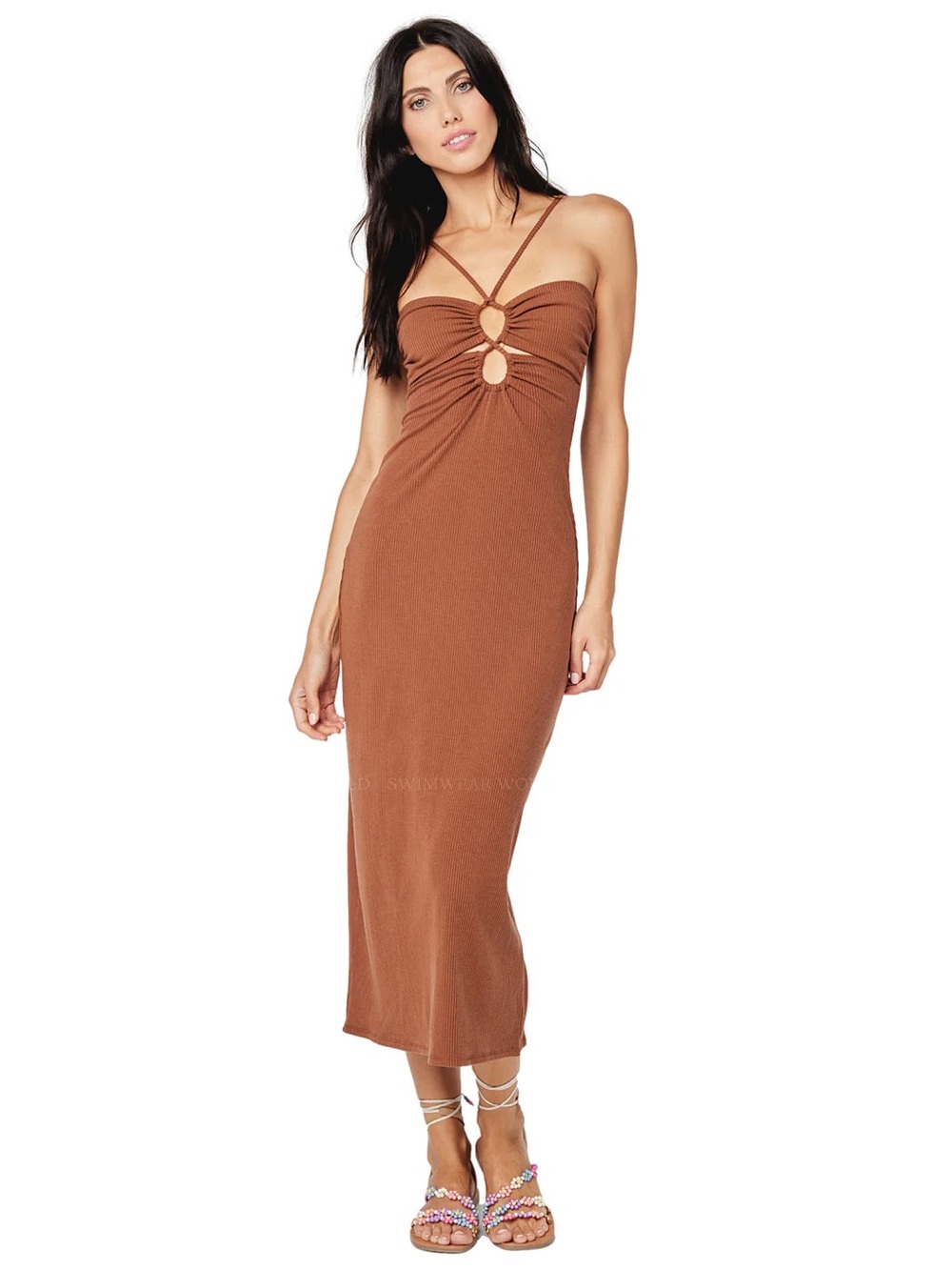 L Space Ellery Ribbed Dress in Brown - Size S